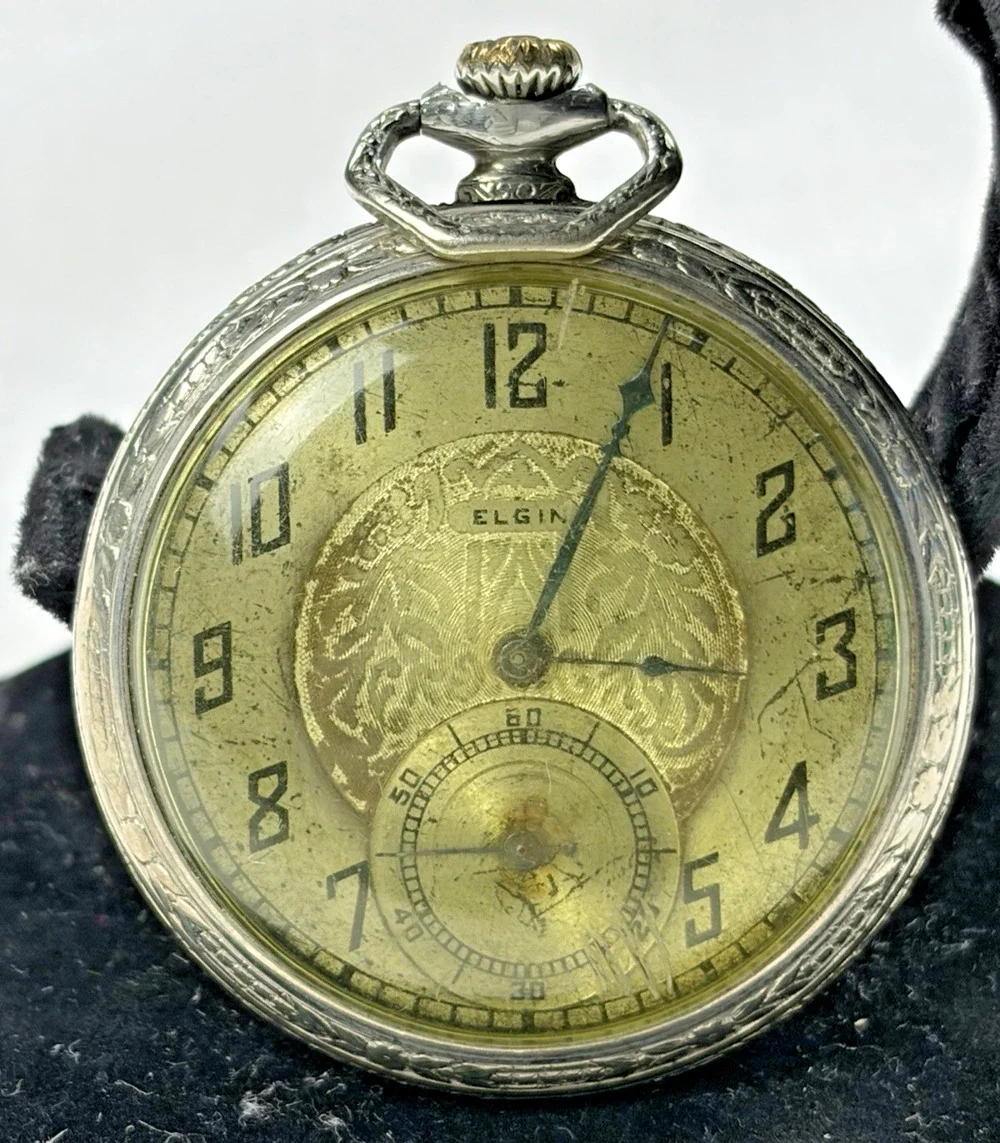 Elgin 303 12s 7 Jewel Open Face Pocket Watch 1928 Model